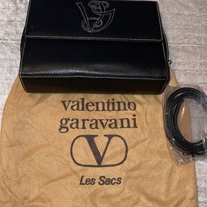 Preloved Garavani Valentino bag with long strap black leather great condition